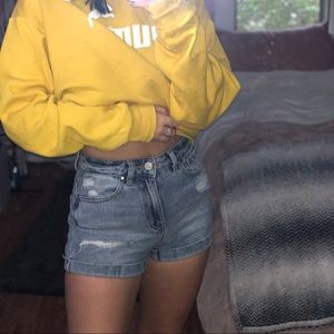 Pacsun Light Wash Mom Shorts with Rip Detail